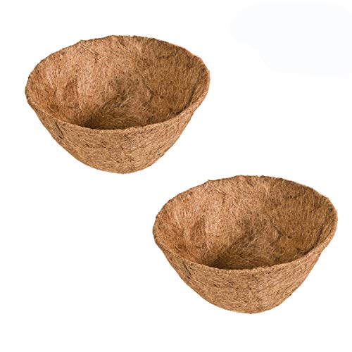 MONMI 14 Inch Coco Liner for Panters, 2 PCS Round Replacement Plant Basket Liners Coco Fiber Liner for Hanging Basket