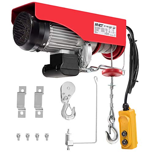 Goplus 2200 lbs Lift Electric Hoist Crane Remote Control Power System, Solid Carbon Steel Wire Overhead Crane Garage Ceiling Pulley Winch with Emergency Stop Switch