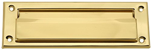 Brass Plated Mail Letter Slot Fits All Wood & Metal Doors 3' X 10' Inside Opening: 1-5/8' X 7-3/4' Steel Spring Loaded Flap, Meets Postal Regulations