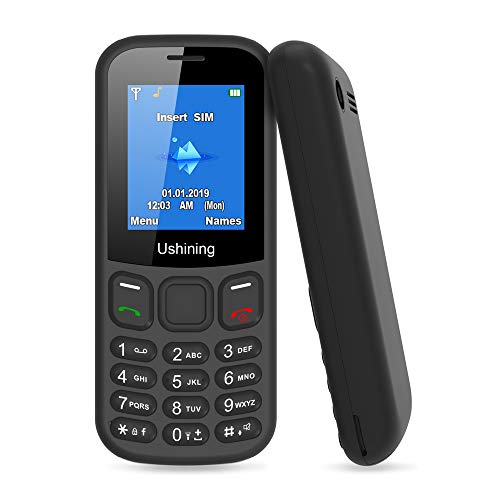 Ushining GSM Feature Phone Unlocked Dual SIM Card 2G Easy to Use Mobile Phone with Torch GSM Unlocked Cell Phones for Kids T Mobile Carrier (Black)
