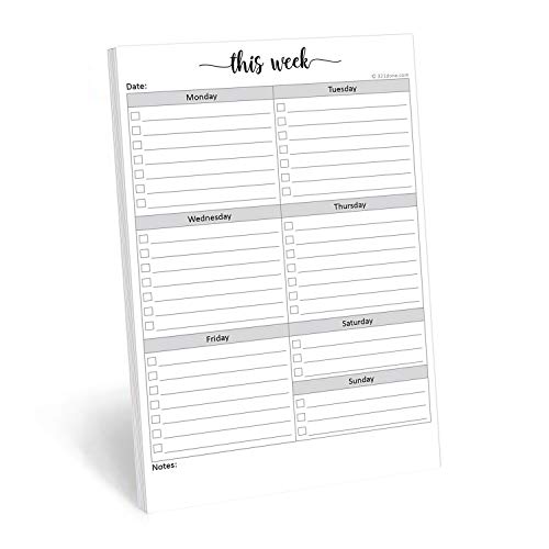 321Done Weekly Checklist Notepad - 50 Sheets (5.5' x 8.5') - This Week to Do Notepad Tear Off Planning Pad, Planner Checklist Organizing - Made in USA - Simple Script