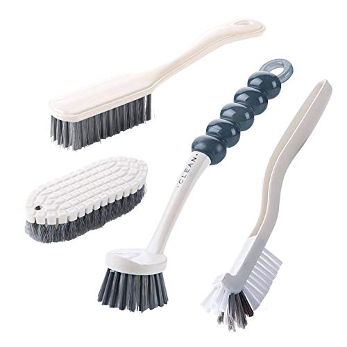 ANERONG 4Pcs Multipurpose Cleaning Brush Set,Kitchen Cleaning Brushes,Includes Grips Dish Brush|Bottle Brush|Scrub Brush Bathroom Brush|Shoe Brush