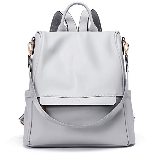 Womens Backpacks Purse Fashion Leather Anti-theft Large Travel Bag Ladies Shoulder Bags Gray