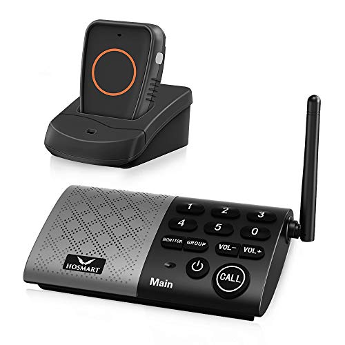 Hosmart Wireless Call Button/2 Way intercom Pendant（Black）