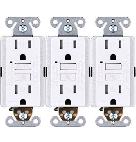 Faith [3-Pack] 15A GFCI Outlets Slim, Tamper-Resistant GFI Duplex Receptacles with LED Indicator, Self-Test Ground Fault Circuit Interrupter, ETL Listed, White, 3 Piece