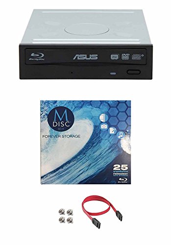 Asus 16X BW-16D1HT Internal Blu-ray Burner Drive Bundle with 1 Pack M-DISC BD, Cable Accessories and Mounting Screws (Supports BDXL and M-Disc, Retail Box)