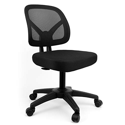 mysuntown Ergonomic Office Chair Mid-Back Desk Chair-Works Drafting Chair Mesh Support Task Computer Chair Without Arms-Home Office Chair Desk Swivel Adjustable Chair in Black