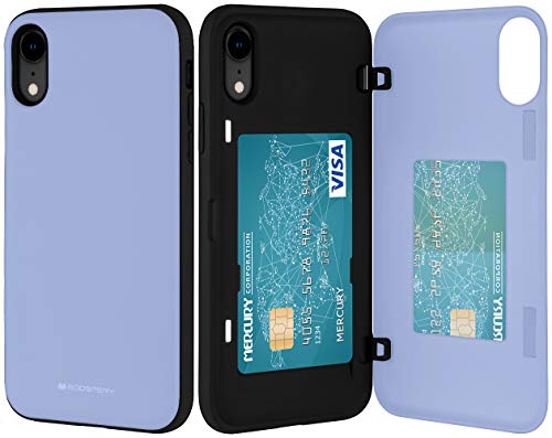 GOOSPERY iPhone XR Wallet Case with Card Holder, Protective Dual Layer Bumper Phone Case (Lilac Purple) IPXR-MDB-PPL