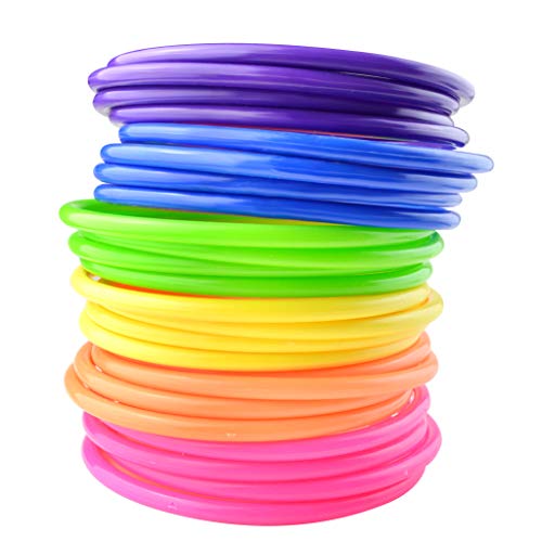 Topbuti 24 Pcs Multicolor Plastic Toss Rings Kids Ring Toss Game Carnival Rings for Speed and Agility Practice Games, Garden Backyard Outdoor Games, Bridal Shower Game, Game Booth