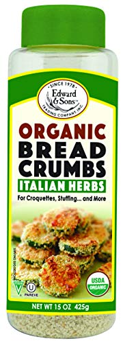 Edward & Sons Organic Breadcrumbs, Italian Herbs, 15 Ounce Containers (Pack of 6)