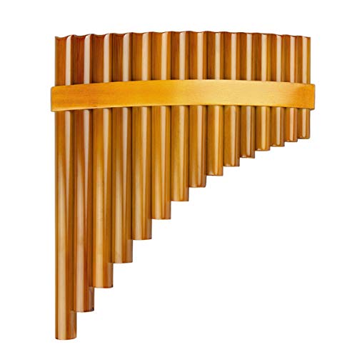 15 Pipes Brown Pan Flute G Key Chinese Traditional Musical Instrument Pan Pipes Woodwind Instrument (Right-Hand)