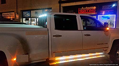 49' Back Window/Tailgate LED Warning Emergency Flashing Strobe Safety Strip Lighting for Tow Truck, Fire Truck, Emergency Responder, Emergency Vehicle (Amber & White)