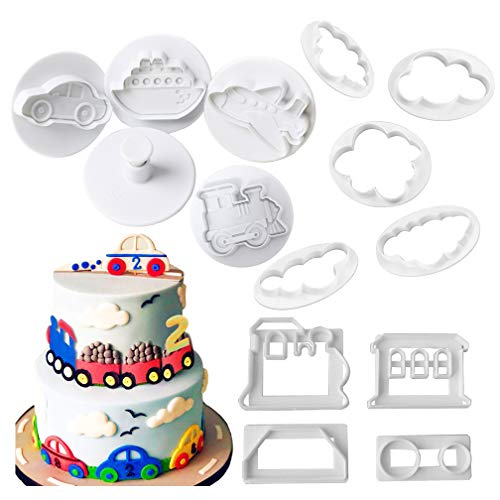 Transportation/Vehicles Cookie Cutters - 13Pcs Set- Car, Airplane, Boat, Train Cutter Cake Fondant Mold - Cloud Cutters for Cake Decorating and Baking Biscuits
