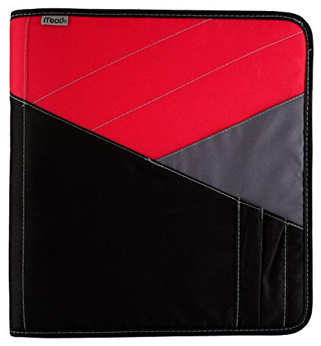 Mead Zipper Binder with Expanding File, 3 Ring Binder, 1-1/2', Red (72196)