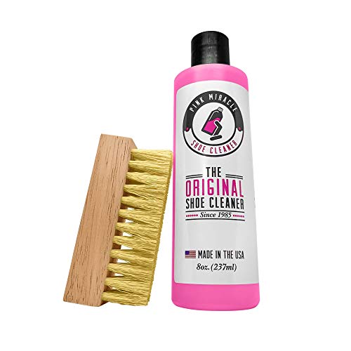 Pink Miracle Shoe Cleaner Kit 8 Oz. Bottle Fabric Cleaner for Leather, Whites, and Nubuck Sneakers