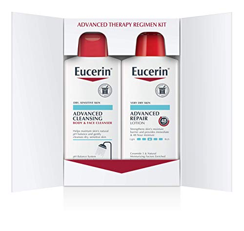 Eucerin Advanced Repair Skin Care Treatment Pack - Body Lotion & Facial Cleanser and Body Wash - 16.9 Oz Bottles (2 Pack)