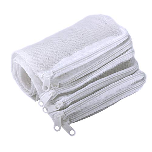 Segarty Aquarium Media Bags, 10PCS 7.7x5.9in Nylon Mesh Aquarium Filter, Media Bags with Plastic Zipper, Fish Tank Net Bags for Pellet Carbon, Bio Balls, Ceramic Rings, Ammonia Remover, White