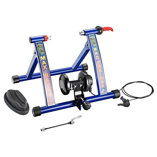 1114 RAD Cycle Products Max Racer PRO 7 Levels of Resistance Portable Bicycle Trainer Work Out Machine, Blue