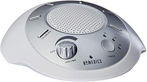 White Noise Sound Machine Portable Sleep Therapy for Home, Office, Baby & Travel 6 Relaxing & Soothing Nature Sounds, Battery or Adapter Charging Options, Auto-Off Timer HoMedics