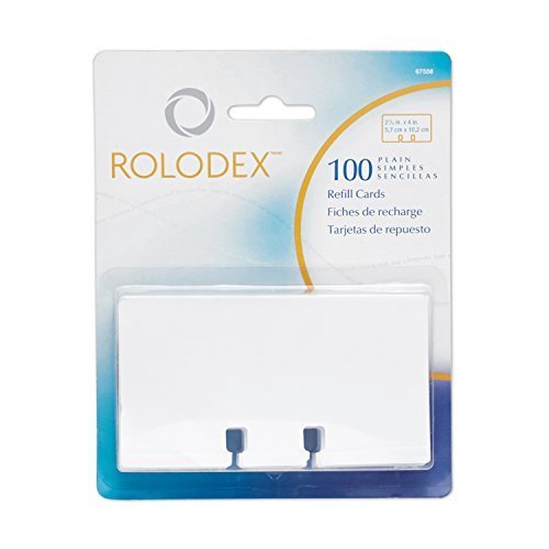 Rolodex - (67558) Rotary File Card Refills, Unruled, (2-1/4 x 4 Inches), (White) (2-Pack of 100)