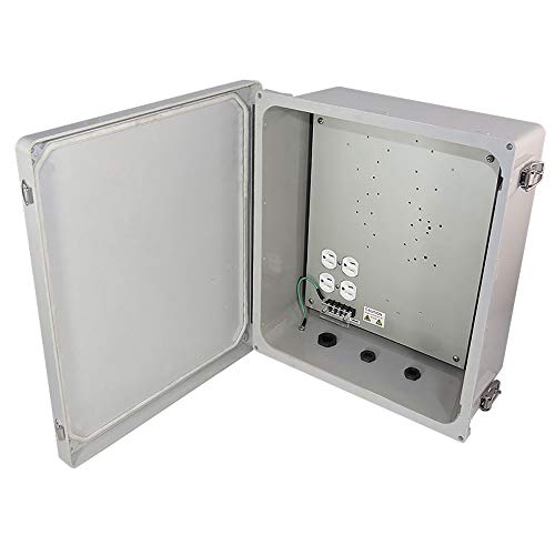 Altelix 14x12x6 Fiberglass Weatherproof NEMA Enclosure with 120 VAC Power Outlets and Aluminum Equipment Mounting Plate