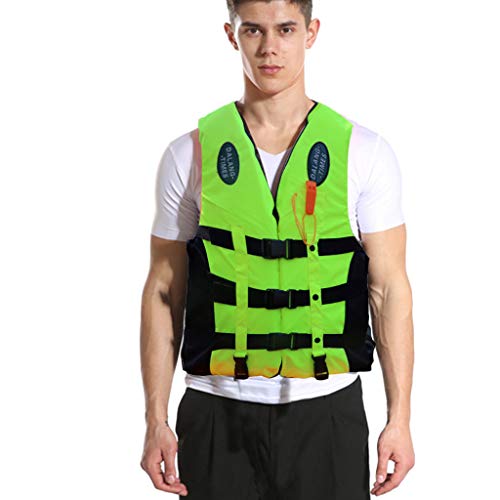 TOTAMALA Fashion Adults Life Jacket Aid Vest, Life Jacket with Whistle for Men Women Teens, Kayak Ski Buoyancy Fishing Boat Watersport Lifejacket