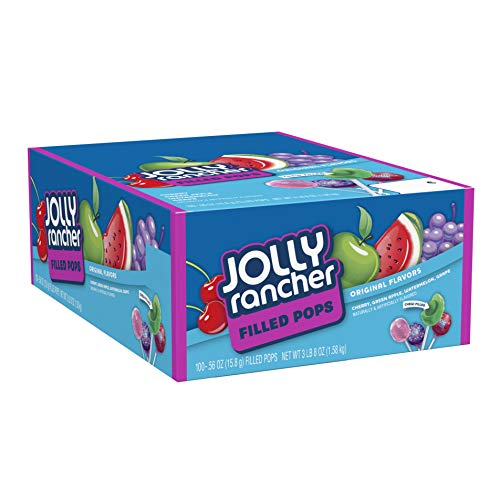 JOLLY RANCHER Halloween Candy, Filled Candy Lollipops, Assorted Flavors, 100 Count
