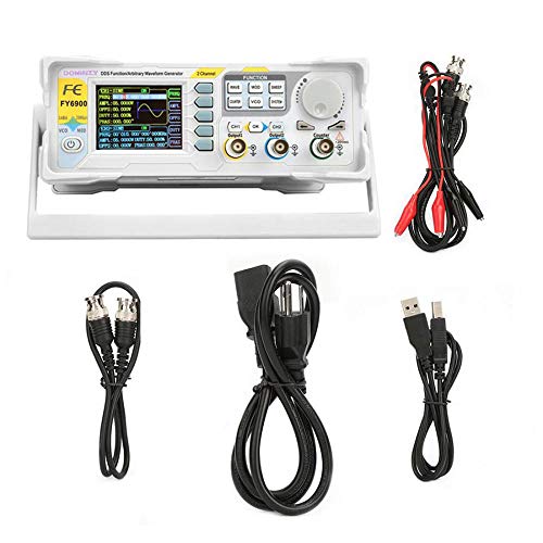 DOMINTY Function Generator AC100-240V FY6900 60MHz Double Channel DDS Function Arbitrary Waveform Signal Generator Frequency Meter 250MSa/s Sine Square/Triangle/Pulse/Sawtooth Wave/Staircase Wave