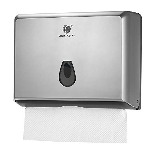 BBX Lephsnt Paper Towel Dispenser, CHUANGDIAN Wall-Mounted Hand Towel Dispenser (Silver)