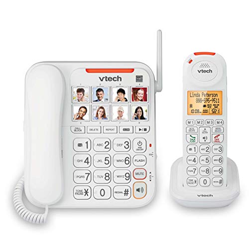 VTech SN5147 Amplified Corded/Cordless Senior Phone System with 90dB Extra-Loud Visual Ringer, Big Buttons & Large Display