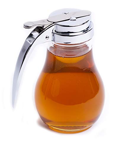 eHomeA2Z Syrup Dispenser Honey Pot Glass Jar Commercial Quality With Cast Zink Top (1, 14 Oz)
