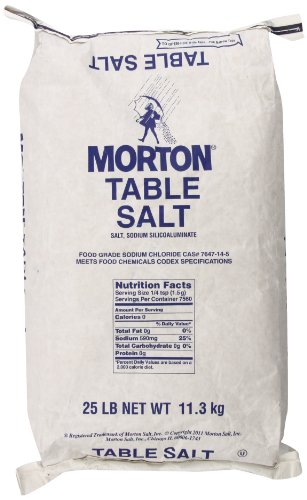 Morton Table Salt, Non Iodized Salt, 25 Pound