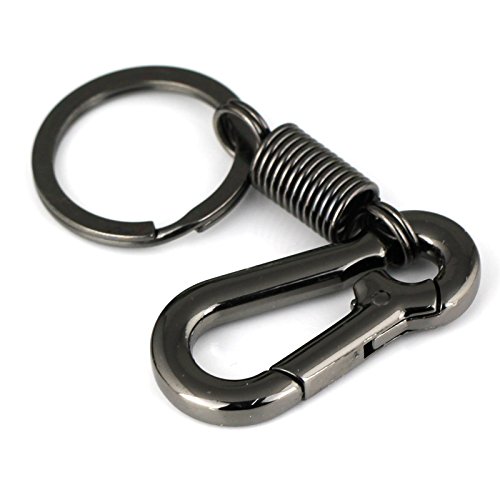 Maycom Retro Style Simple Strong Carabiner Shape Keychain Key Chain Ring Keyring Keyfob Key Holder (Black)