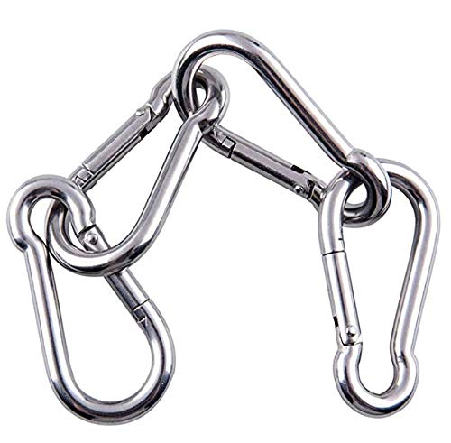 XCHTX 4Pack Carabiner Clip M6 Spring Snap Hooks Heavy Duty Stainless Steel 304 Swing Set Accessories Fit for Gym,Camping,Traveling in&Outdoor Rope Connector