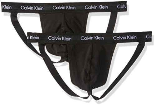 Calvin Klein Men's Underwear 2 Pack Cotton Stretch Jock Straps, Black, Medium