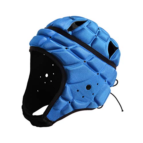 BESPORTBLE Sport Headgear Goalkeeper Soccer Goalie Helmet Head Protector Cap Support for Hockey Football Rugby (Blue Free Size)