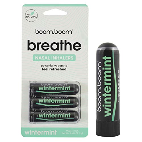 Aromatherapy Nasal Inhaler (3 Pack) by BoomBoom | Enhances Breathing + Boosts Focus | Breathe Vapor Stick Provides Fresh Cooling Sensation | Made with Essential Oils + Menthol (Wintermint)
