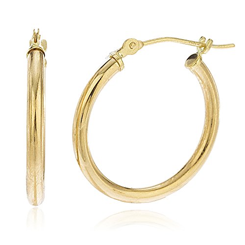 14k Gold 2mm (0.50 Inch) Basic Pincatch Hoop Earrings (14 Millimeters) (GO-1062)