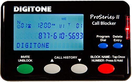 Digitone ProSeries II Call Blocker for Landline Phones - Automatic Blocker of Millions of Pre-Loaded Blocked Names and Numbers with Large Back-Lit Display