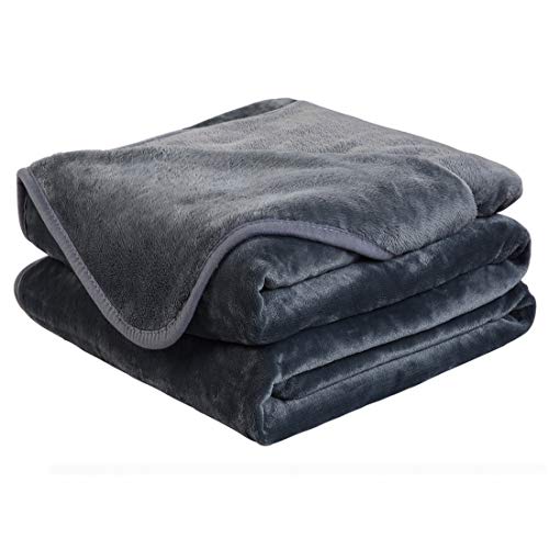 EASELAND Soft King Size Blanket Winter Warm Microplush Lightweight Thermal Fleece Blankets for Couch Bed Sofa,90x108 Inches,Dark Gray