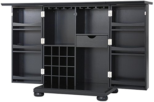 Crosley Furniture Alexandria Expandable Top Bar Cabinet, Black