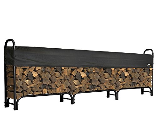 ShelterLogic 12' Adjustable Heavy Duty Outdoor Firewood Rack with Steel Frame Construction and Water-Resistant Cover