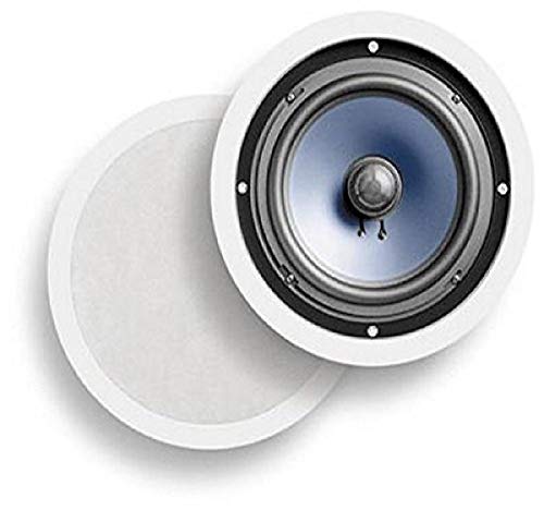 Polk Audio RC80i 2-way Premium In-Ceiling 8' Round Speakers, Set of 2 Perfect for Damp and Humid Indoor/Outdoor Placement - Bath, Kitchen, Covered Porches (White, Paintable Grille)