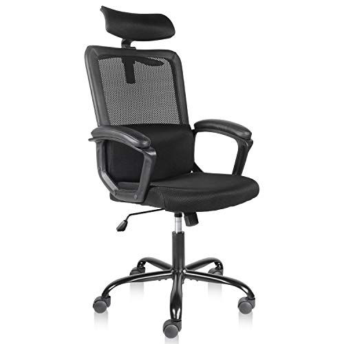 Smugdesk Office Chair, High Back Ergonomic Mesh Desk Office Chair with Padding Armrest and Adjustable Headrest Black