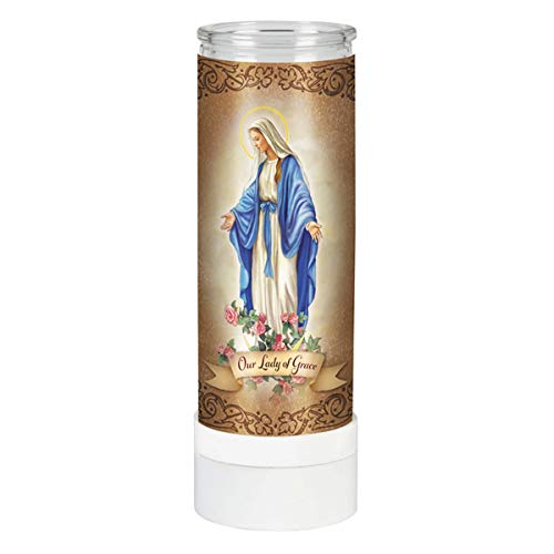 Devotional Candles Our Lady of Grace Flameless Plug-in Electric Candle, 8 Inch