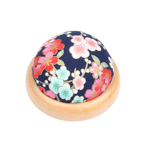 JFFX Pin Cushion Wooden Base Round Needle Pincushions Needles Holder for Sewing (Color #6)