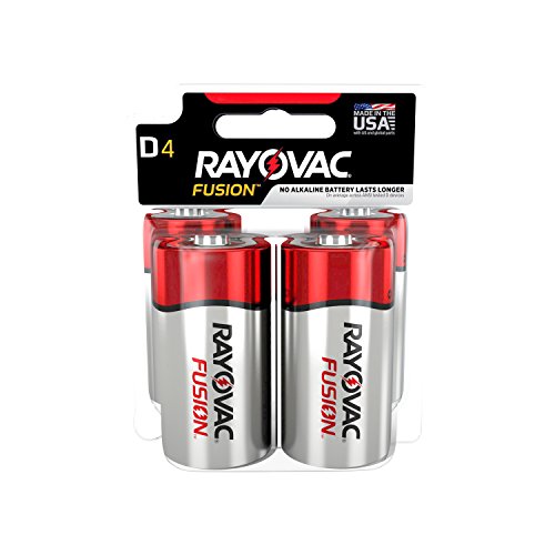 Rayovac Fusion D Batteries, Premium Alkaline D Cell Batteries (4 Battery Count)