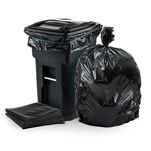 Plasticplace - W65LDBTL 64-65 Gallon Trash Can Liners for Toter │ 1.5 Mil │ Black Heavy Duty Garbage Bags │ 50” x 60” (50 Count)