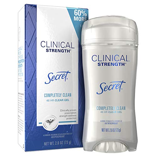 Secret Antiperspirant Clinical Strength Deodorant for Women, Clear Gel, Completely Clean, 2.6 oz