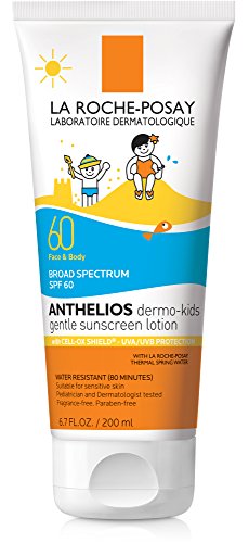 La Roche-Posay Anthelios Dermo-Kids Gentle Sunsceen Lotion Broad Spectrum SPF 60, Kids Sunblock for Face & Body, Oxybenzone Free, Paraben Free